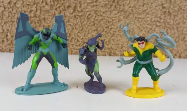 3 x Spider-Man - Marvel VULTURE, GREEN GOBLIN, DOC OCK Mini 2" Figurines 2018