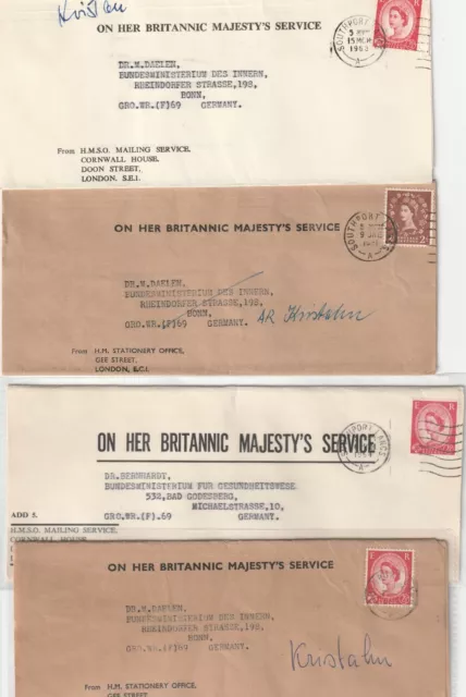 GREAT BRITAIN: Lot 4 covers to Germany 1951-63.   SMALL LOT SALE.