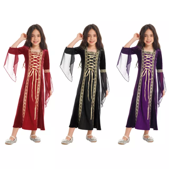 Costume ragazza rinascimentale manica lunga abito medievale cosplay carnevale carnevale carnevale