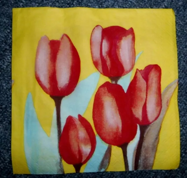 Servietten Serviettentechnik * 3 Stück - Tulpen Gelb Blumen