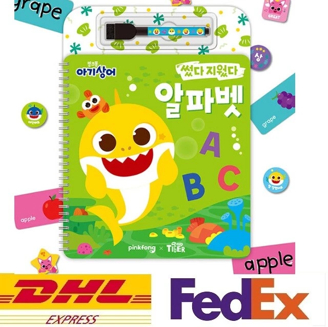 PINKFONG SHARK FAMILY Wipe&Clean Learn Alphabet Book Practice Preschool