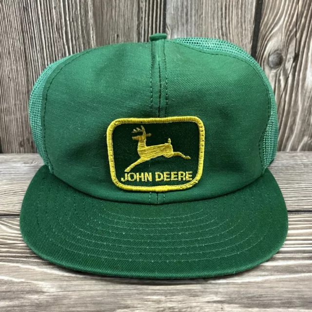 Vintage John Deere Louisville MFG Snapback Mesh Trucker Hat Green Made In USA