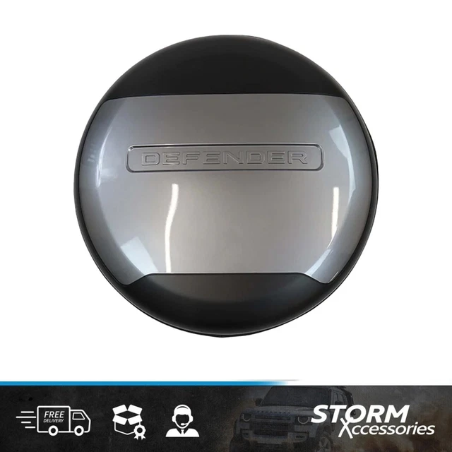 Spare Wheel Tire Cover – Fits Land Rover Defender 2020–2025, Carpathian Grey Glossy With Black Lettering