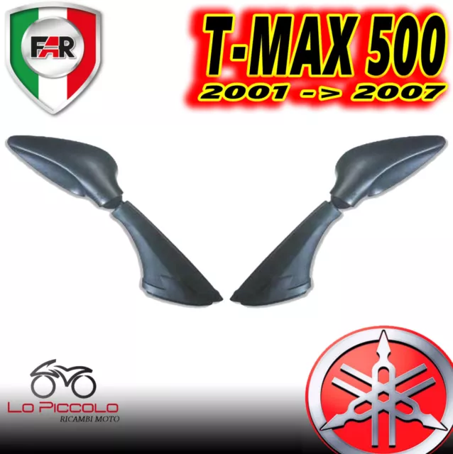 Cp. Specchi Specchietti Retrovisori Goccia Yamaha Tmax T-Max 500 2001 2007 Nero