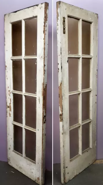 28"x80"x1.75" Antique Vintage Old Wood Wooden Exterior French Door Window Glass 3
