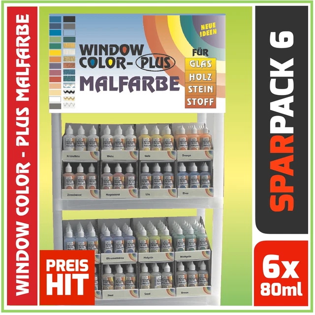 SET Window Color Fenstermalfarbe Glitzerfarben 6x 80ml