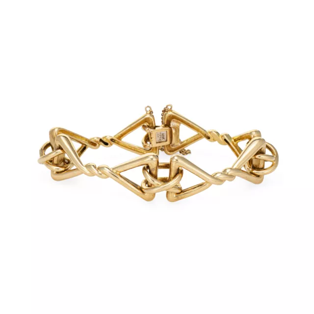 Vintage Tiffany & Co Bracelet 51.1gm 18k Yellow Gold Triangle Fancy Link Jewelry