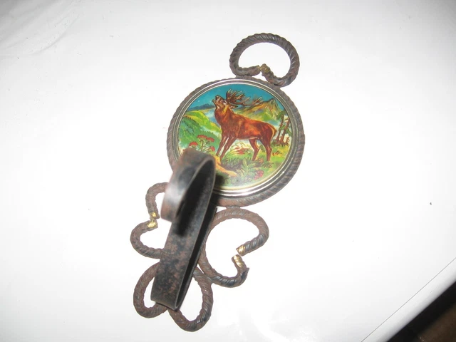 rustic vintage elk deer metal wrought iron wall hanging hook hat rack