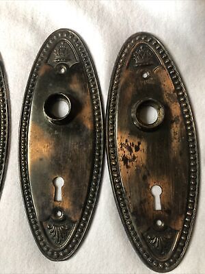 vintage antique Victorian 4 piece beaded oval doorknob hardware set