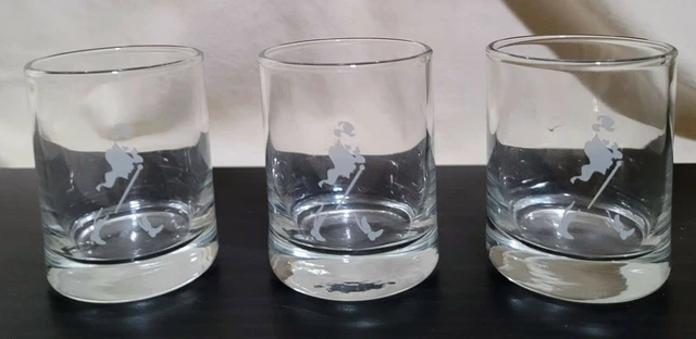 Set Of 3 Johnnie Walker Striding Man Keep Walking Neat Glasses TC