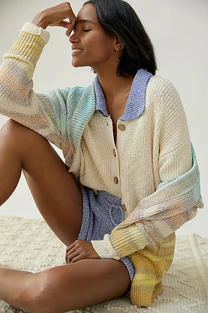 Anthropologie Pilcro Space Dye Cardigan Sweater Ombre Longline Size M NEW