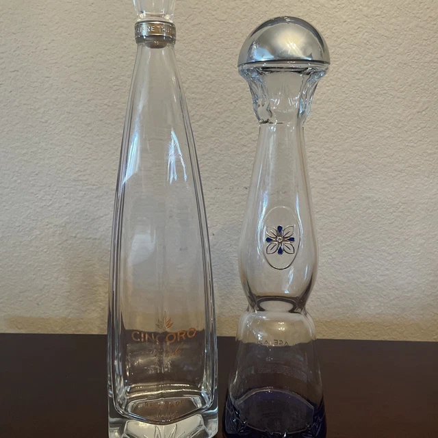 2 TOP SHELF Tequila Bottles Clase Azul Plata, Cincoro Reprosado