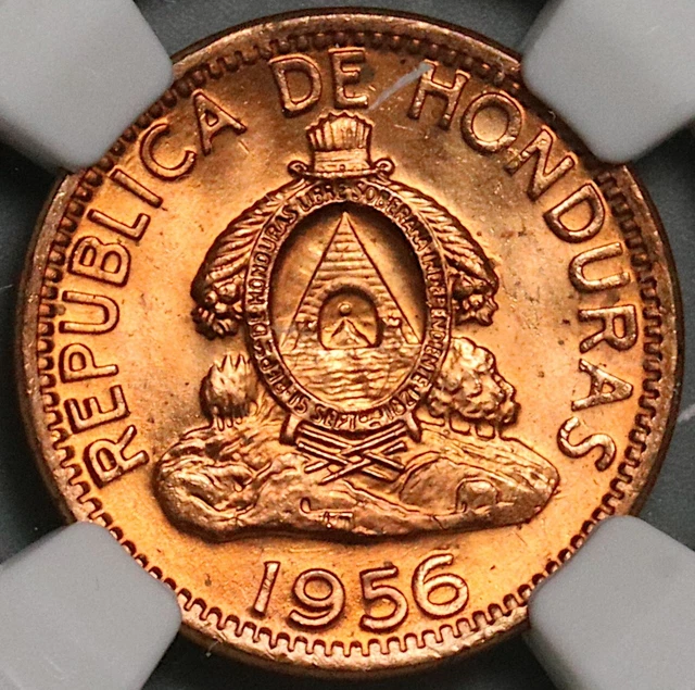 1956 NGC MS 66 RD Honduras 2 Centavos de Lempira Red Coin (23031403C)