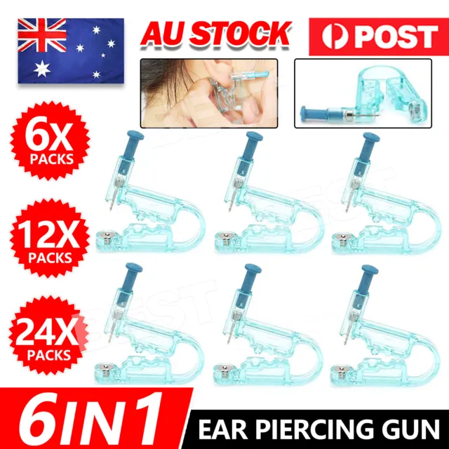 6PCS Disposable Safety Sterile Ear Piercing Gun Unit Tool With EarStud Asepsis