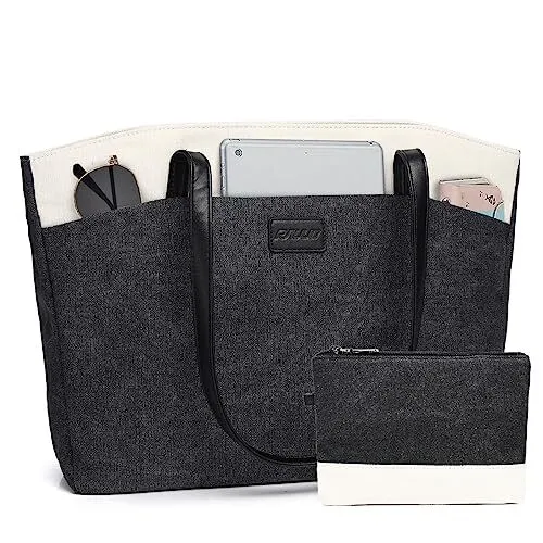Tote Bag for Women, Water Resistant 2PCS Set 15.6 Inch Laptop Bag Work