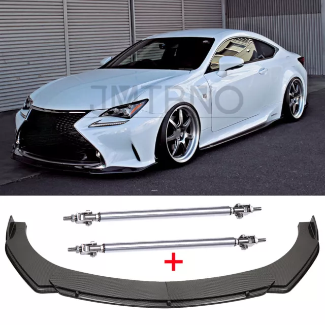 For Lexus RC350 RC300 RC200t Carbon Front Bumper Lip Splitter Spoiler Strut Rods