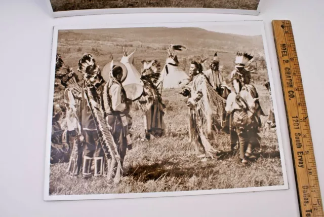 NATIVE AMER INDIAN BRAVES ENLARGED PHOTOGRAPH / PRINTS of ORIG ANTIQ SEPIA TONE 3