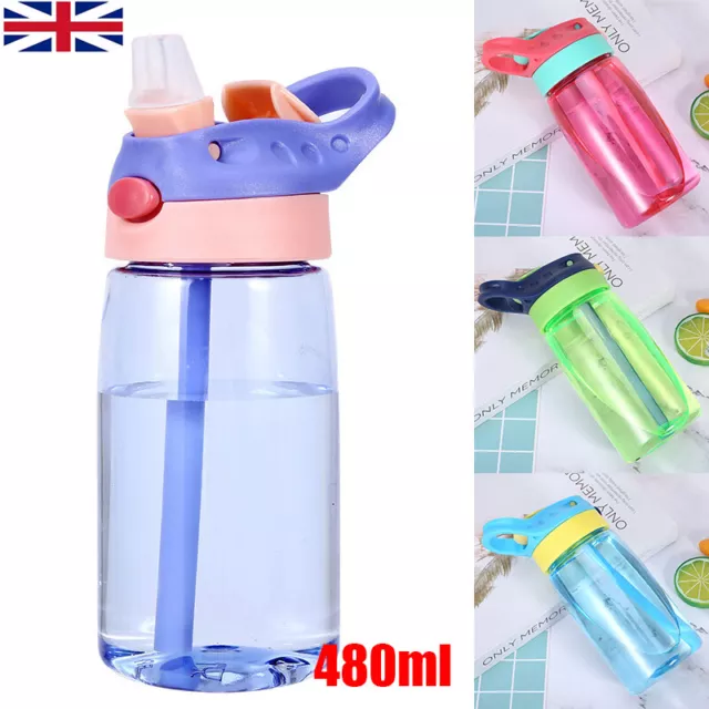 Children Kids BPA Free Water Bottle with Straws Drinking Cup Bottle Leak Proof