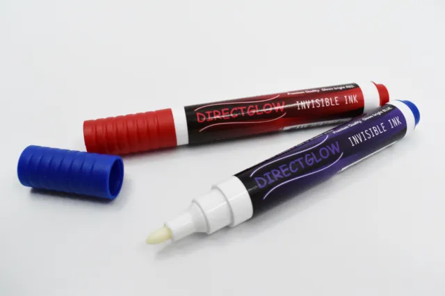 DirectGlow XL Invisible Blue Red UV Blacklight Reactive Ink Marker Pen Glow Fun
