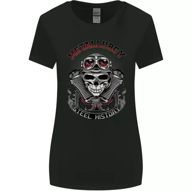 Biker Metallurgy Motorbike Motorcycle Skull Womens Wider Cut T-Shirt