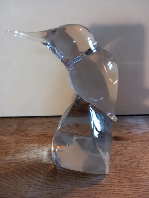 Kristallglas Daum France, Dekomotiv Eisvogel, mit Signatur, ca19 cm hoch