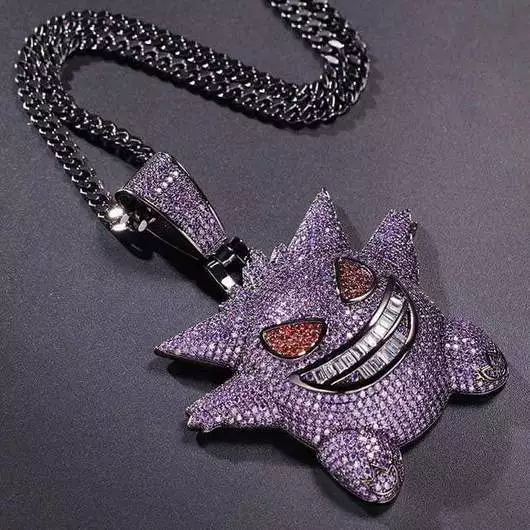 POKEMON GENGAR ICED Out Pendant Diamond Silver Gold 14k Chain U.K SELLER 14.99 PicClick UK