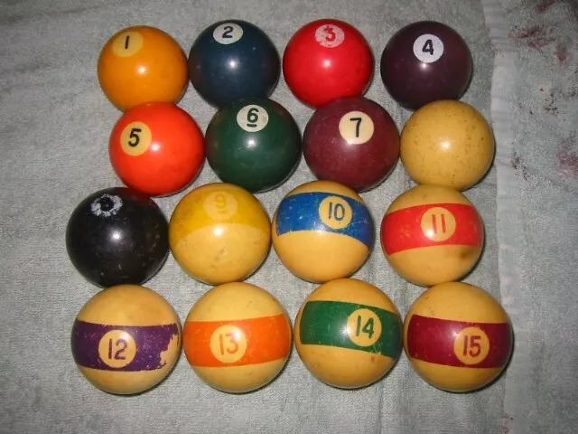 RARE Vintage Complete Billiards Pool Balls-  Rare VERY USED WORN