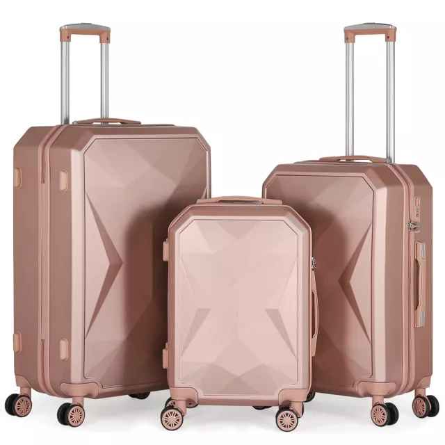 3 Piece Luggage Set ABS Hardshell Lightweight Suitcase Spinner Wheels TSA Lock