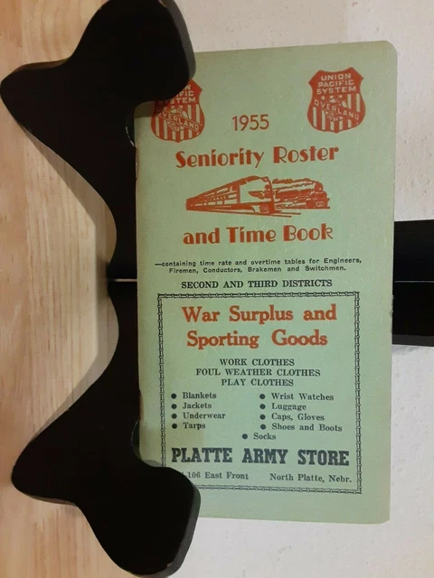 1955 Vintage Union Pacific Railroad Advertising Seniority Roster Time Paper Book