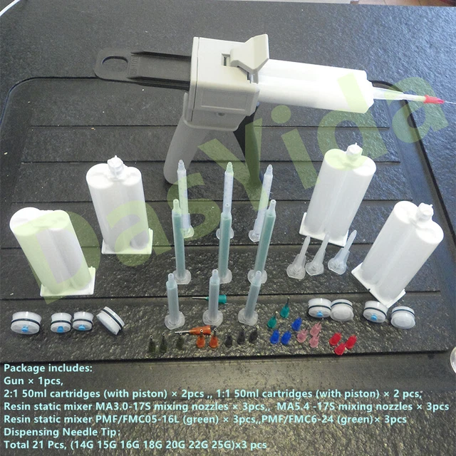 50 ml 2:1 & 1:1 Universal Manual AB Glue caulking dispense Gun with accessory