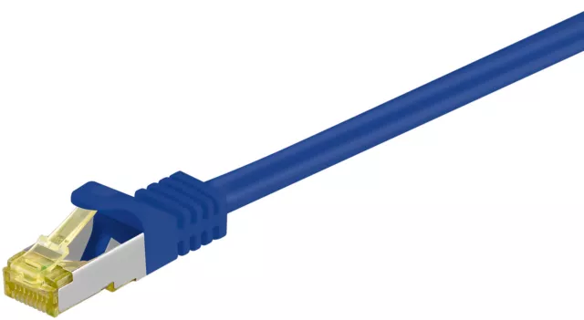 10x RJ45 Patchkabel mit CAT 7 Rohkabel S/FTP; CAT 7-3000 S/FTP PIMF RJ45 BLAU 30