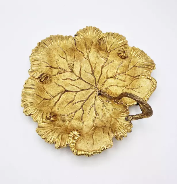 19TH CENTURY GILT COPPER ELECTROTYPE LEAF FRUIT / SWEETMEAT DISH c1850