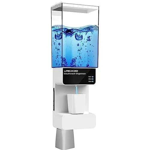 AUTOMATIC MOUTHWASH DISPENSER Touchless with Magnetic Cups White 700ml UMICKOO