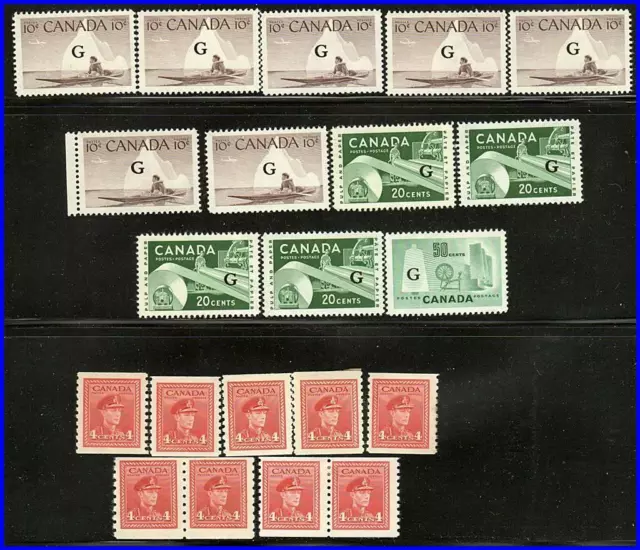Canada 1940-60's x39 MNH / Mlh ( KGVI ) Francobolli + 3 Libretti Cv$140 (x3 #294