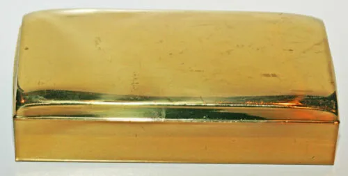 TOWLE JEWELRY BOX TRINKET GOLD BRASS MEN'S VELVET VINTAGE 1980s HINGED RINGS