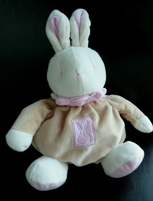 *. Doudou Peluche Boule Klorane Lapin Beige Marron Rose Blanc - Etat Neuf*