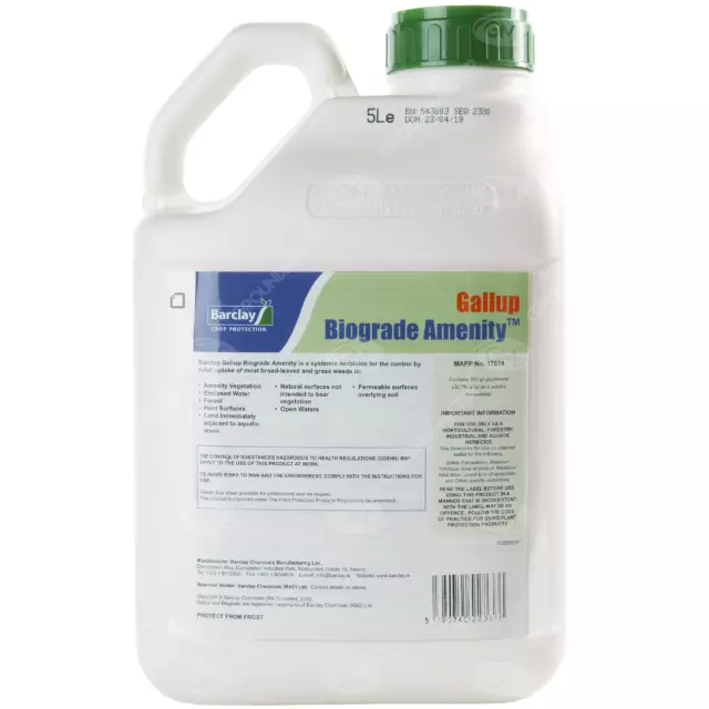 3 x 5L Gallup Biograde Very Strong Professional Glyphosate Weedkiller