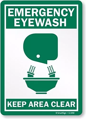 “Emergency Eyewash - Keep Area Clear” Sign | 7" x 10" Plastic