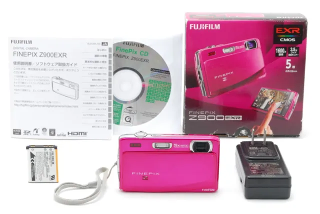 [MINT w/Box] Fujifilm Finepix Z900EXR Pink Digital Camera 5x zoom w/strap Japan