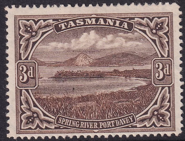 Tasmania 1900 Port Davey. 3d. Brown, TAS wmk. Mint. SG 233, CV £24