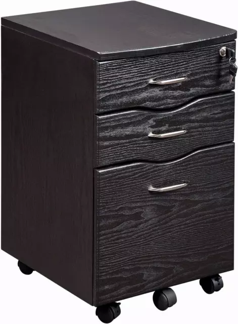 Rolling Storage and File Cabinet, Espresso