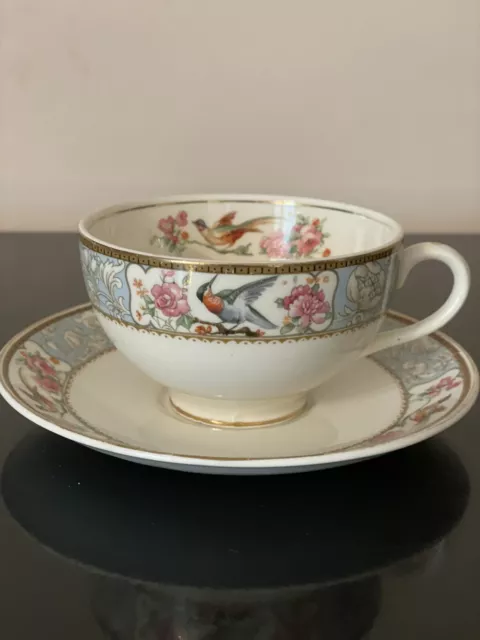 Vintage W.H. GRINDLEY & Co. Teacup Saucer England Birds Pheasant Pattern China