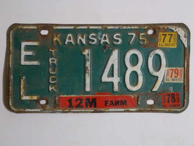 1975 Kansas EL TRUCK 1489 License Plate / American Number Plate