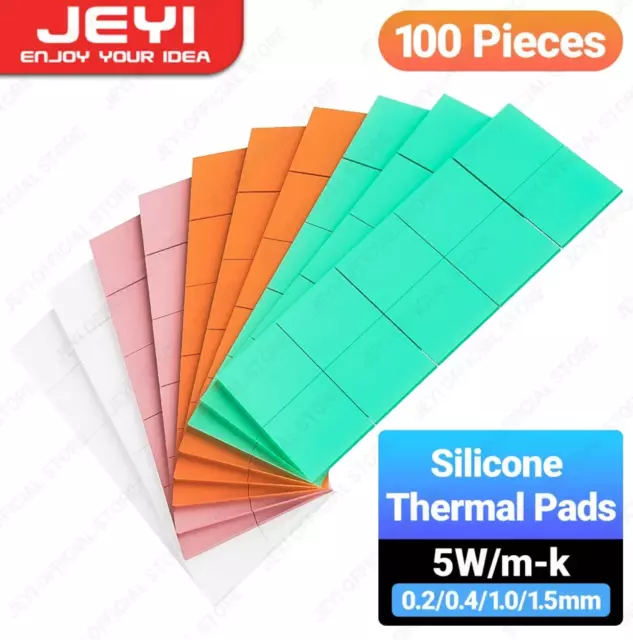 JEYI 100-Pack Thermal Conductive Silicone Pads, M.2 SSD NVMe NGFF Thermal Pad
