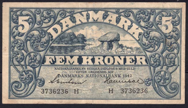 D#91 Dänemark Denmark P 30 h: 5 Kroner 1942: 1 Stück Sammler collector lot