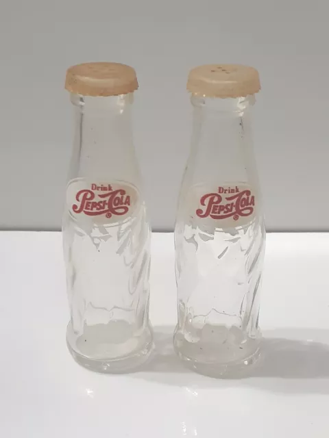PEPSI COLA Glass Bottle SALT & PEPPER SHAKERS