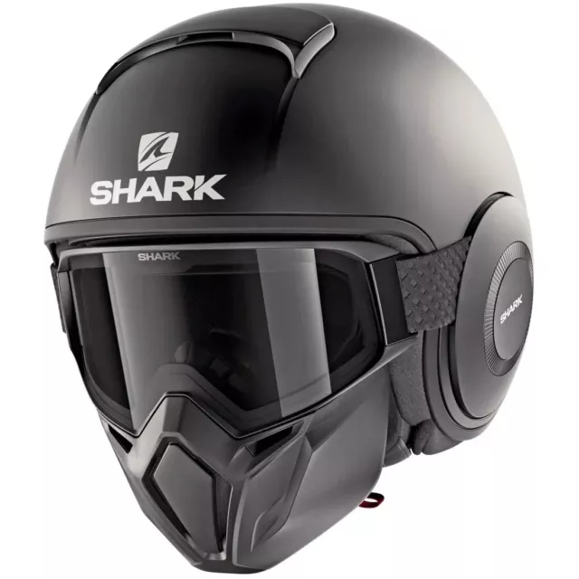 Casco Helmet Moto Shark Street Drak Blank Nero Opaco Matt Black Tg S