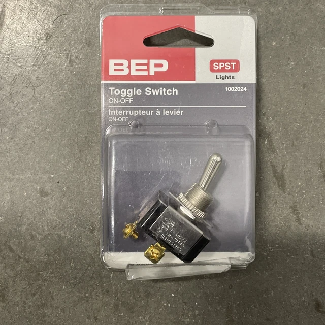 Interruptor de palanca enchapado en cromo BEP Spst 25A, mango de bola de 3/8" - apagado/encendido