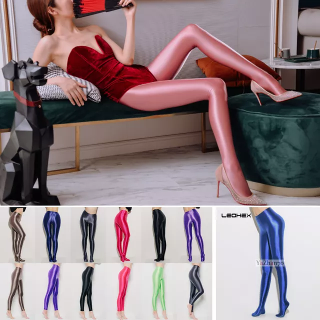 LEOHEX SEXY PANTYHOSE Stockings Satin Glossy Opaque Shiny Yoga