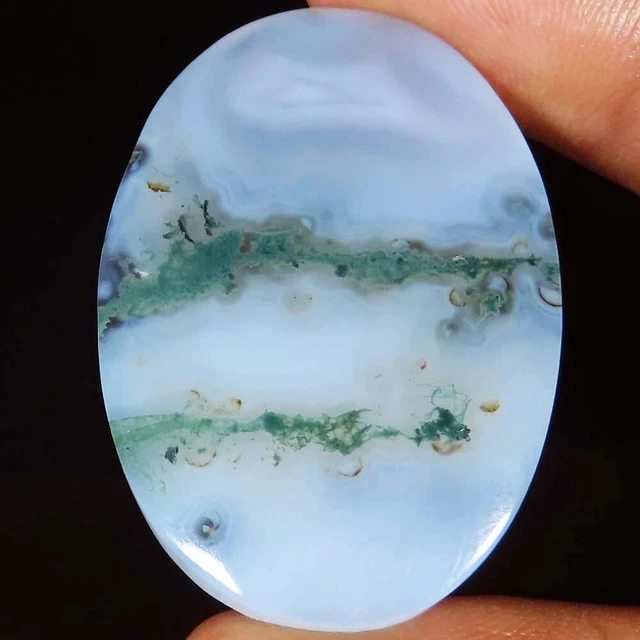 (28 X 40 X 04 MM Größe) 50.50 Karat Natürlich Moos Achat Oval Cabochonschliff